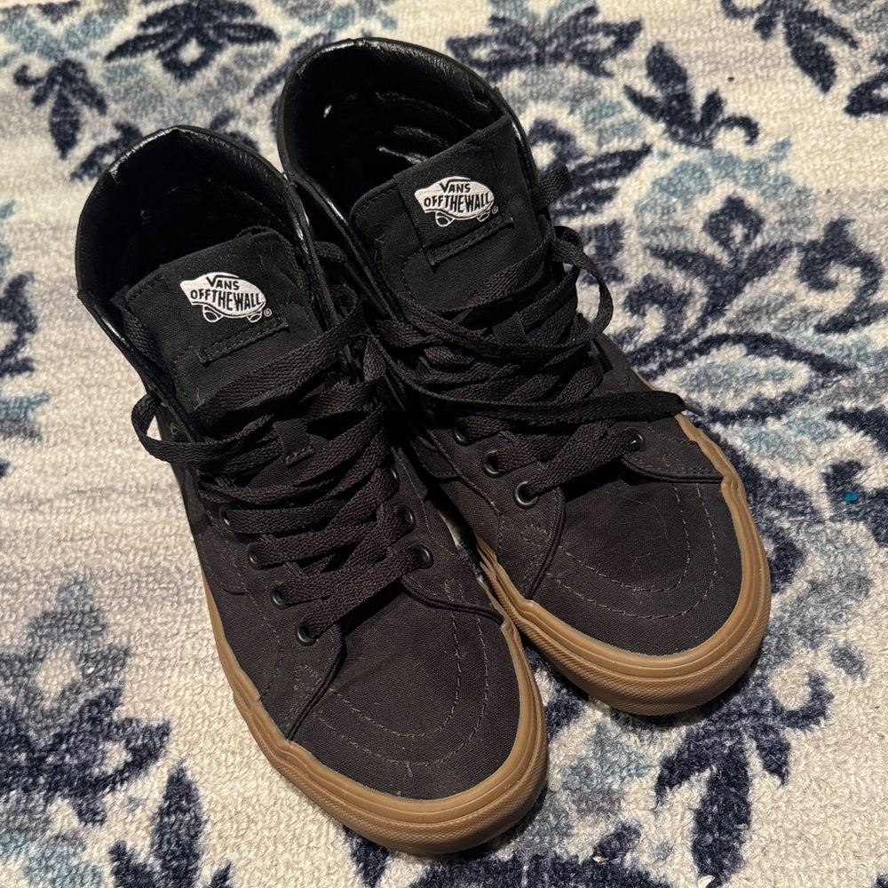 Vans Black Canvas High-Tops with Gum Sole